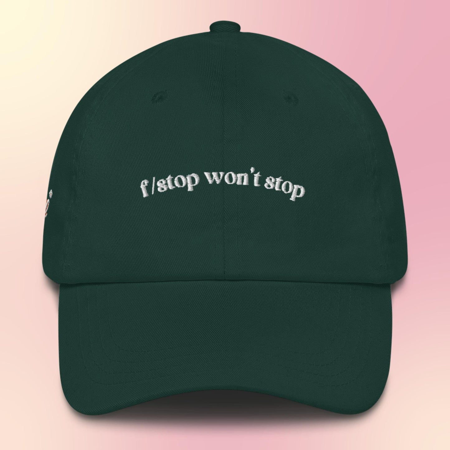 "f/stop won't stop" Dad Hat