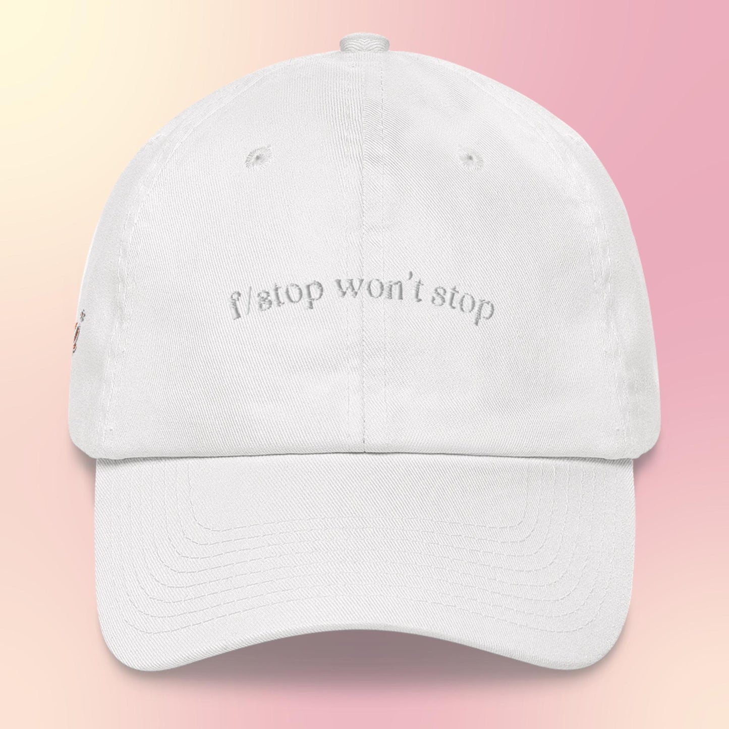 "f/stop won't stop" Dad Hat