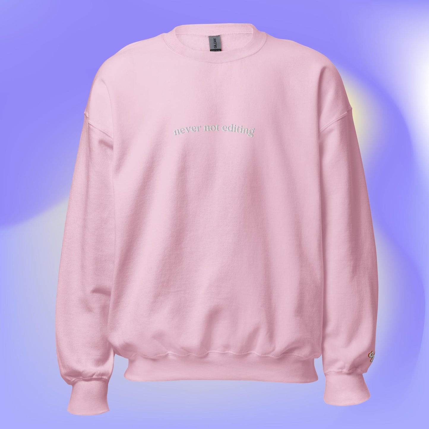 "never not editing" Embroidered Crewneck Sweatshirt