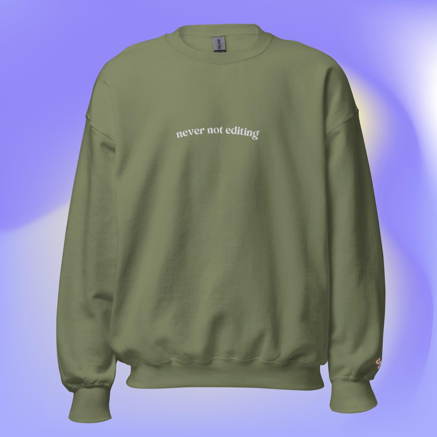 "never not editing" Embroidered Crewneck Sweatshirt