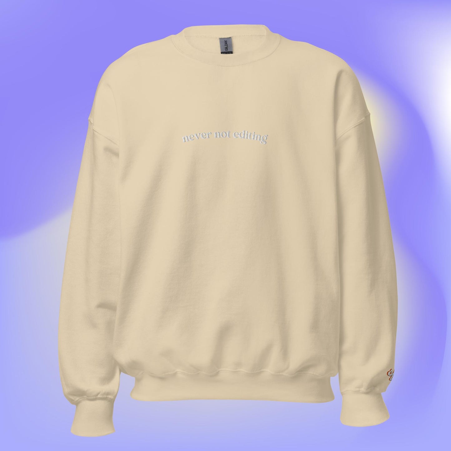 "never not editing" Embroidered Crewneck Sweatshirt